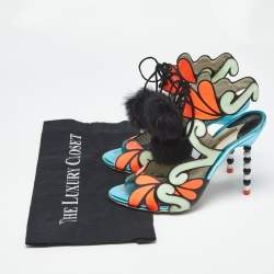 Pre Owned Sophia Webster Multicolor Leather Riko Cutout Ankle Cuff Sandals Size 39