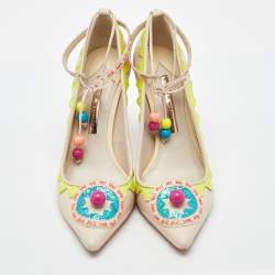 Pre Owned Sophia Webster Multicolor Leather Remmie Ankle Tie Pumps Size 38