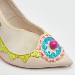 Pre Owned Sophia Webster Multicolor Leather Remmie Ankle Tie Pumps Size 38