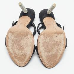 Pre Owned Sophia Webster Metallic/Black Glitter and Leather Ankle Strap Sandals Size 36