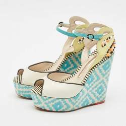 Pre Owned Sophia Webster Multicolor Leather Lucita Espadrille Wedge Sandals Size 35