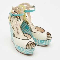Pre Owned Sophia Webster Multicolor Leather Lucita Espadrille Wedge Sandals Size 35