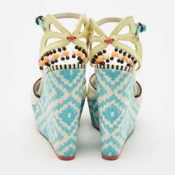 Pre Owned Sophia Webster Multicolor Leather Lucita Espadrille Wedge Sandals Size 35
