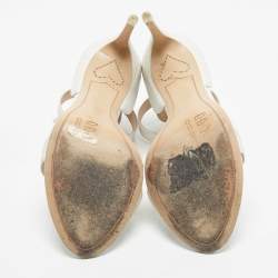 Pre Owned Sophia Webster White Leather Nicole Ankle Strap Sandals Size 38.5