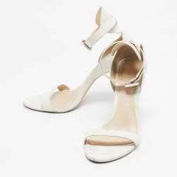 Pre Owned Sophia Webster White Leather Nicole Ankle Strap Sandals Size 38.5