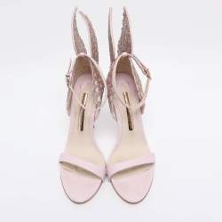 Pre Owned Sophia Webster Pink Leather and Glitter Chiara Ankle Strap Sandals Size 36