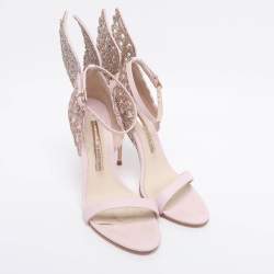 Pre Owned Sophia Webster Pink Leather and Glitter Chiara Ankle Strap Sandals Size 36