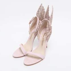 Pre Owned Sophia Webster Pink Leather and Glitter Chiara Ankle Strap Sandals Size 36