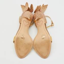 Pre Owned Sophia Webster Gold Leather and Glitter Embellished Chiara Ankle Strap Sandals Size 39