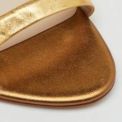 Pre Owned Sophia Webster Gold Leather and Glitter Embellished Chiara Ankle Strap Sandals Size 39