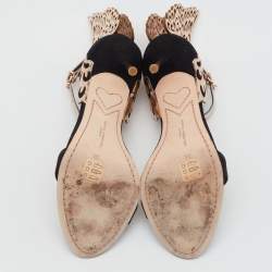 Pre Owned Sophia Webster Black/Rose Gold Patent Leather and Suede Evangeline Ankle Strap Sandals Size 39