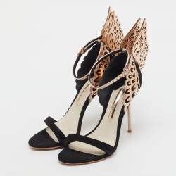 Pre Owned Sophia Webster Black/Rose Gold Patent Leather and Suede Evangeline Ankle Strap Sandals Size 39