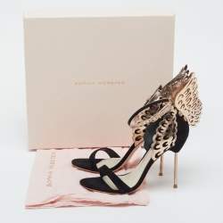 Pre Owned Sophia Webster Black/Rose Gold Patent Leather and Suede Evangeline Ankle Strap Sandals Size 39