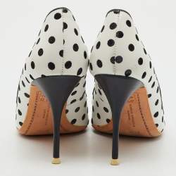 Pre Owned Sophia Webster White/Black Polka Dot Leather Pointed Toe Pumps Size 37.5