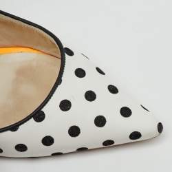 Pre Owned Sophia Webster White/Black Polka Dot Leather Pointed Toe Pumps Size 37.5