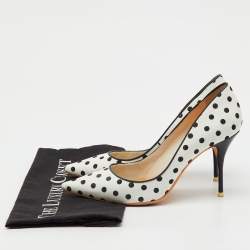 Pre Owned Sophia Webster White/Black Polka Dot Leather Pointed Toe Pumps Size 37.5