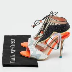 Pre Owned Sophia Webster Multicolor Glitter and Leather Riko Sandals Size 37