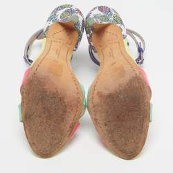 Pre Owned Sophia Webster Multicolor Leather and Printed Fabric Nicole Ankle Strap Sandals Size 40