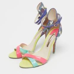 Pre Owned Sophia Webster Multicolor Leather and Printed Fabric Nicole Ankle Strap Sandals Size 40