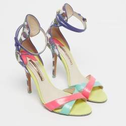 Pre Owned Sophia Webster Multicolor Leather and Printed Fabric Nicole Ankle Strap Sandals Size 40