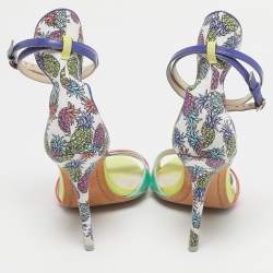 Pre Owned Sophia Webster Multicolor Leather and Printed Fabric Nicole Ankle Strap Sandals Size 40