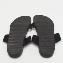 Pre Owned Sophia Webster Black Suede Crystal Embellished Flat Sandals Size 38
