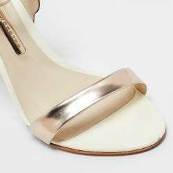 Pre Owned Sophia Webster White/Gold Leather Chiara Ankle Strap Sandals Size 39
