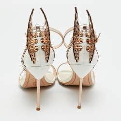 Pre Owned Sophia Webster White/Gold Leather Chiara Ankle Strap Sandals Size 39