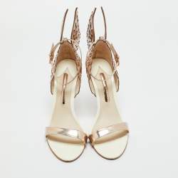 Pre Owned Sophia Webster White/Gold Leather Chiara Ankle Strap Sandals Size 39