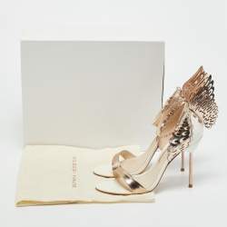 Pre Owned Sophia Webster White/Gold Leather Chiara Ankle Strap Sandals Size 39