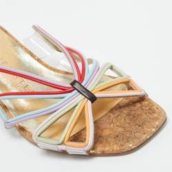 Pre Owned Sophia Webster Multicolor Leather and PVC Havanna Slide Sandals Size 37