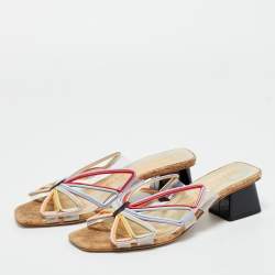 Pre Owned Sophia Webster Multicolor Leather and PVC Havanna Slide Sandals Size 37