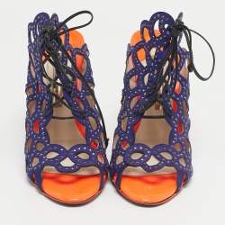 Pre Owned Sophia Webster Blue Leather Cut Out Ankle Strap Sandals Size 39.5