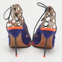 Pre Owned Sophia Webster Blue Leather Cut Out Ankle Strap Sandals Size 39.5