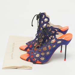 Pre Owned Sophia Webster Blue Leather Cut Out Ankle Strap Sandals Size 39.5