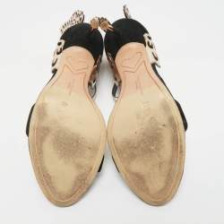 Pre Owned Sophia Webster Black/Rose Gold Patent Leather and Suede Evangeline Ankle Strap Sandals Size 40