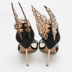 Pre Owned Sophia Webster Black/Rose Gold Patent Leather and Suede Evangeline Ankle Strap Sandals Size 40