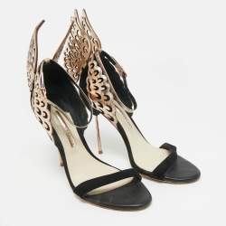 Pre Owned Sophia Webster Black/Rose Gold Patent Leather and Suede Evangeline Ankle Strap Sandals Size 40