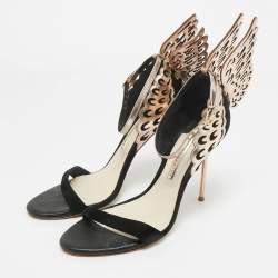 Pre Owned Sophia Webster Black/Rose Gold Patent Leather and Suede Evangeline Ankle Strap Sandals Size 40