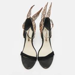 Pre Owned Sophia Webster Black/Rose Gold Patent Leather and Suede Evangeline Ankle Strap Sandals Size 40