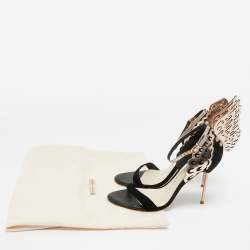 Pre Owned Sophia Webster Black/Rose Gold Patent Leather and Suede Evangeline Ankle Strap Sandals Size 40