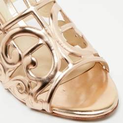 Pre Owned Sophia Webster Rose Gold Cut Out Leather Birdie Mules Size 36.5