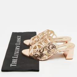 Pre Owned Sophia Webster Rose Gold Cut Out Leather Birdie Mules Size 36.5