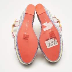Pre Owned Sophia Webster Multicolor Canvas and Leather Lucita Espadrille Wedge Sandals Size 39