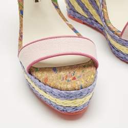 Pre Owned Sophia Webster Multicolor Canvas and Leather Lucita Espadrille Wedge Sandals Size 39