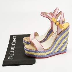 Pre Owned Sophia Webster Multicolor Canvas and Leather Lucita Espadrille Wedge Sandals Size 39