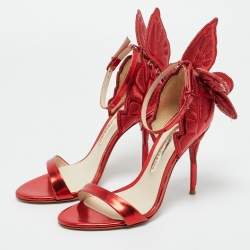 Pre Owned Sophia Webster Red Leather Chiara Ankle Strap Sandals Size 37.5