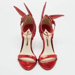 Pre Owned Sophia Webster Red Leather Chiara Ankle Strap Sandals Size 37.5