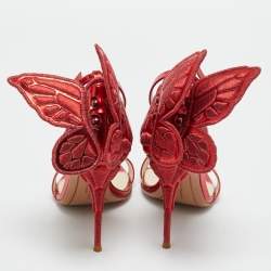 Pre Owned Sophia Webster Red Leather Chiara Ankle Strap Sandals Size 37.5