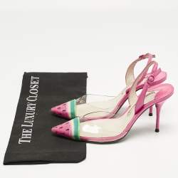 Pre Owned Sophia Webster Transparent/Rose Pink Leather and PVC Coco Slingback Pumps Size 36